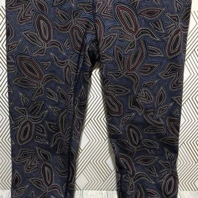 Manduka Capri Leggings Blue With Abstract Pattern Yoga/Workout Size Small